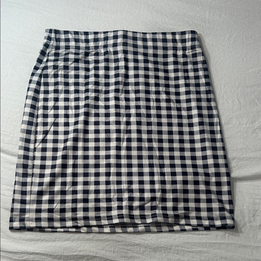 SHEIN Black and White Gingham Stretchy Pencil Skirt